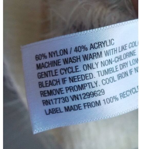 Xhilaration Fluffy Ivory Teal Striped Pullover Sweater Women Large Western Boho - Picture 6 of 7